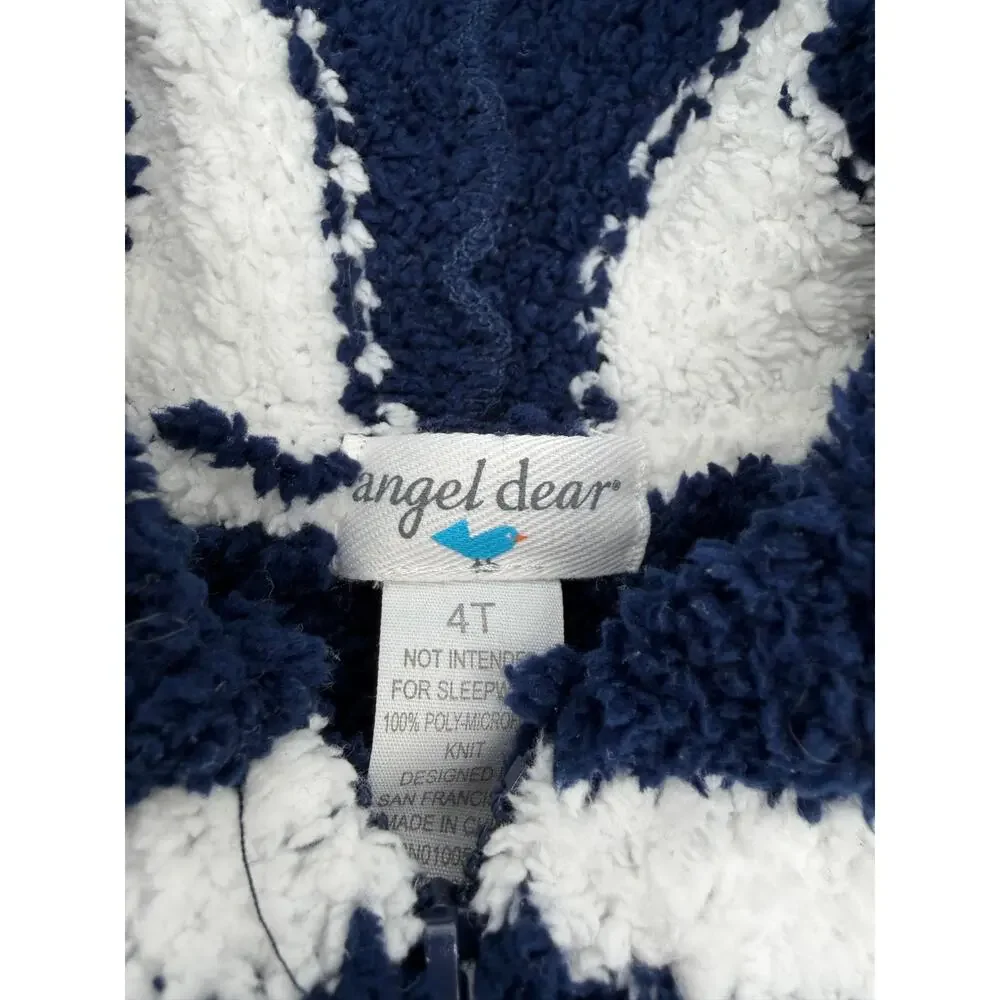 Angel Dear chenille hooded jacket navy stripe size 4t